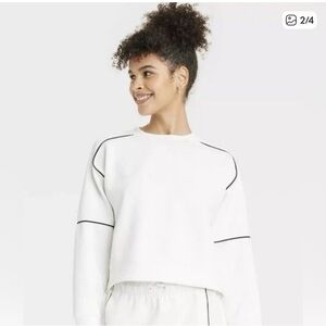 All in Motion Women's White Crew Sweater